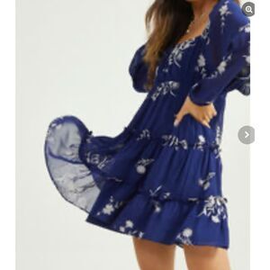 Altar'd State Blue Floral Embroidered Mini Dress (NWT) - XS